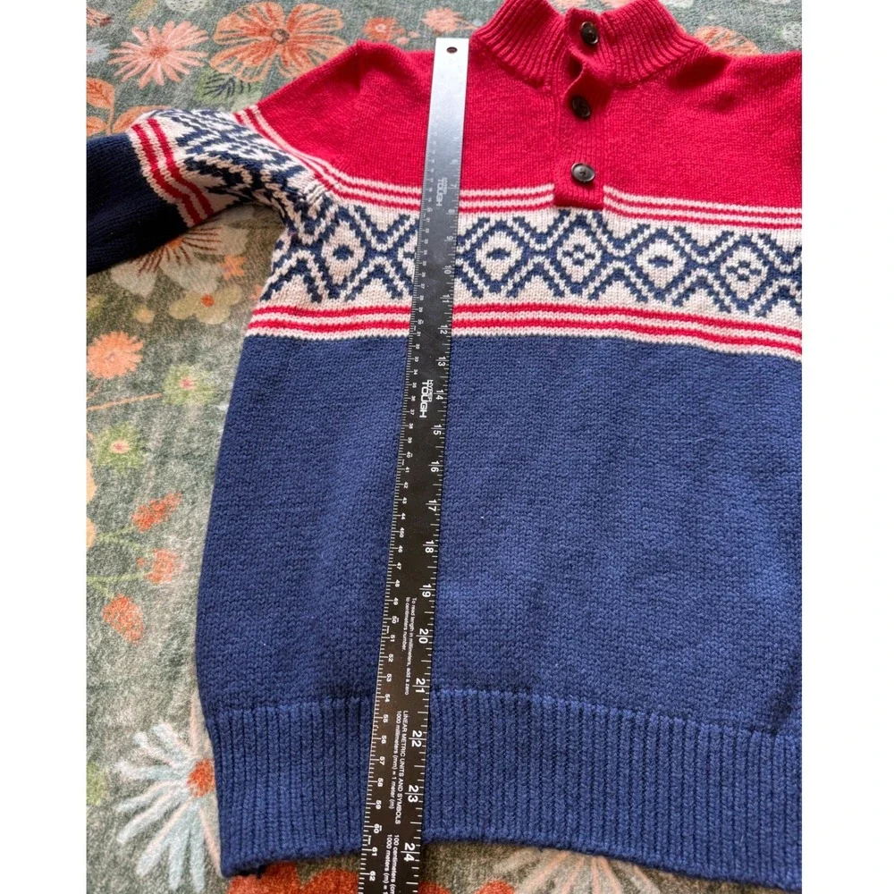 Gap Kids Fair Isle Mock Neck Sweater Red Navy Blue XXL‎ 14-16